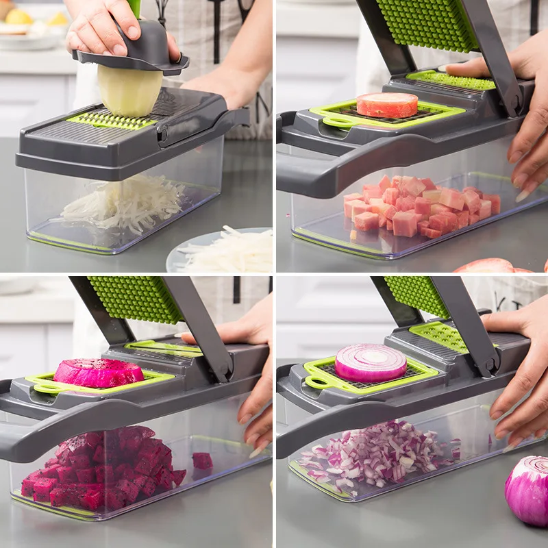 S13834a3b654e4c7eaa6967c1ca7073c2z.webp 14/16 in 1 Multifunctional Vegetable Chopper Onion Chopper Handle Food Grate Food Chopper Kitchen Vegetable Slicer Dicer Cut - Image 4