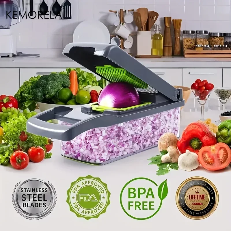 S581f90abeef145c8a508523087ad71a8p.webp 14/16 in 1 Multifunctional Vegetable Chopper Onion Chopper Handle Food Grate Food Chopper Kitchen Vegetable Slicer Dicer Cut - Image 12
