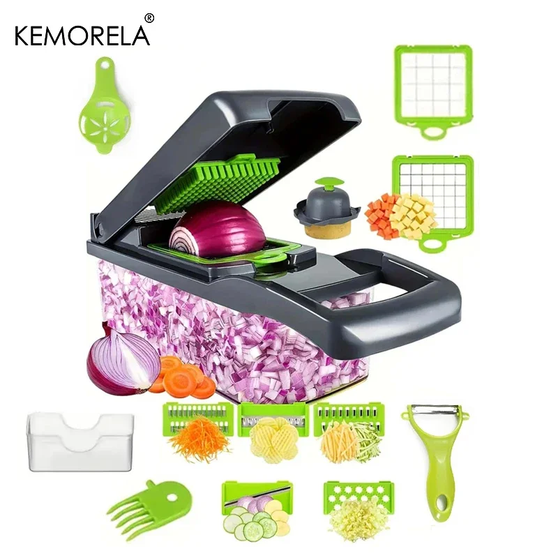 S77d514fb07d24818ab80dd02b35a5905C.webp 14/16 in 1 Multifunctional Vegetable Chopper Onion Chopper Handle Food Grate Food Chopper Kitchen Vegetable Slicer Dicer Cut - Image 11