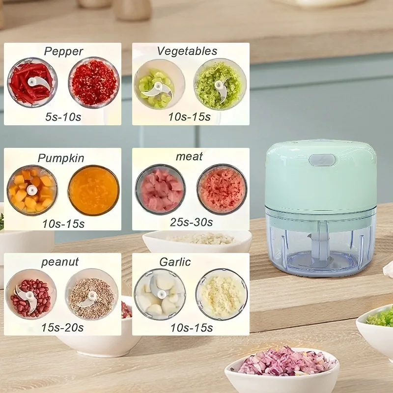 S9a6a14d8d6554a01b4b204ef63ef4caet.webp 250ml Mini Rechargeable Garlic Chopper and Meat Grinder, Durable and Sturdy, Suitable for Crushing Garlic, Chili, Onions, Minced Meat, Nuts, and More - Image 6